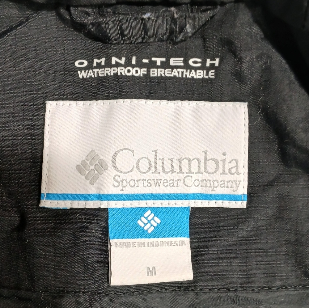 Columbia Omni-Tech Black Hooded Waterproof Rain Jacket Size M - Picture 5 of 10